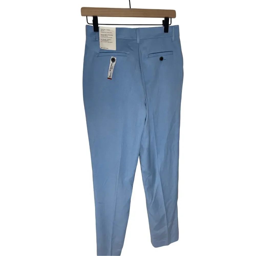 NWT Calvin Klein Boys 16 Blue Flat Front Slim Fit Dress Pants School Preppy